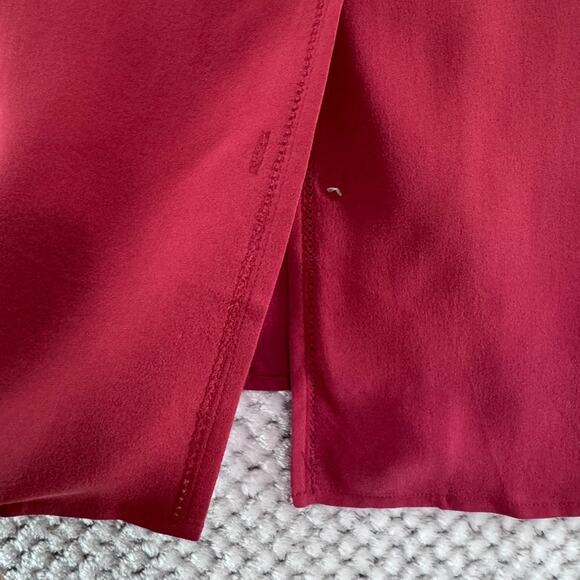 VTG Talbots Top Women 12 Red Pure Silk Button Front Short Sleeve Collared Career - Picture 5 of 11